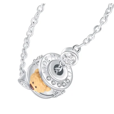 13DE MARZO Zircon Bear Bracelet White