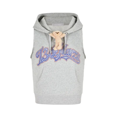 13DE MARZO Doozoo Printed Hooded Vest Grey