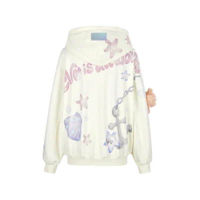 13DE MARZO Under The Sea Zipped Hoodie White - Image 4