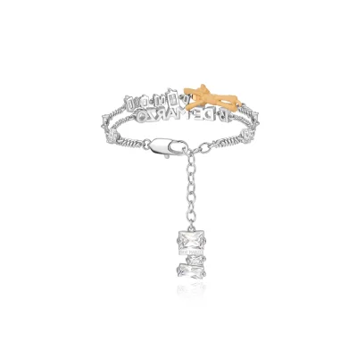 13DE MARZO Bear Zircon Unshaped Bracelet Silver - Image 3
