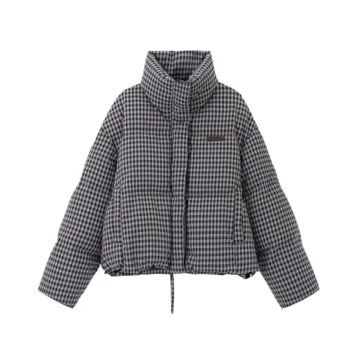 REVAN Casual Retro Plaid Down Jacket Grey
