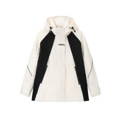 REVAN Classic Black & White Color-Block Down Jacket