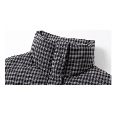 REVAN Casual Retro Plaid Down Jacket Grey - Image 10