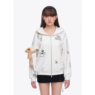 13DE MARZO DIY Colour-Fill Zipped Hoodie White - Image 6