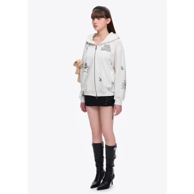 13DE MARZO DIY Colour-Fill Zipped Hoodie White - Image 7