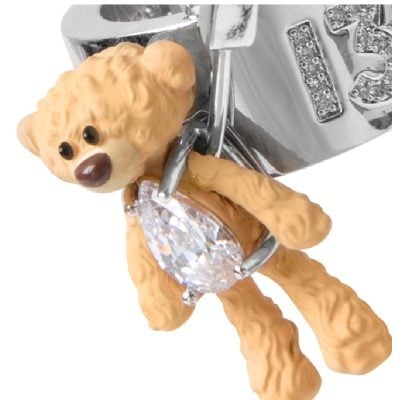13De Marzo Rhinestone Bear Double Ring