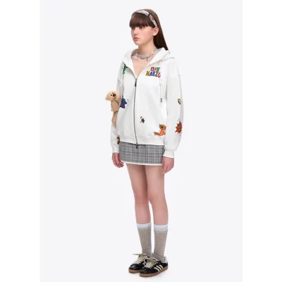 13DE MARZO DIY Colour-Fill Zipped Hoodie White - Image 3