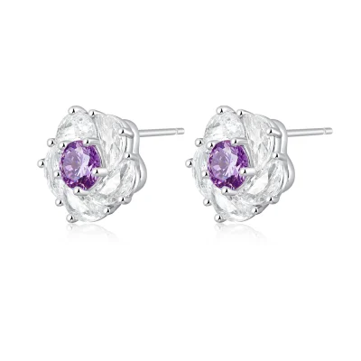 abyb Charming Blossom & Full Moon Earring Purple - Image 3