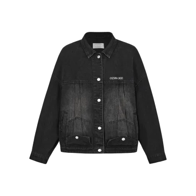 13DE MARZO Bear Upside-down Denim Jacket Black - Image 6