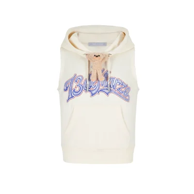 13DE MARZO Doozoo Printed Hooded Vest Beige
