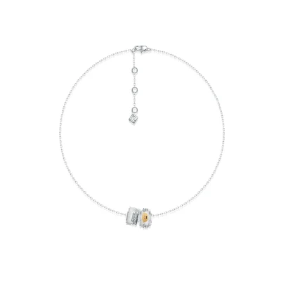13DE MARZO Zircon Bear Necklace White