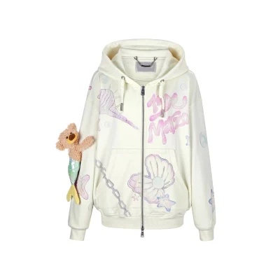13DE MARZO Under The Sea Zipped Hoodie White