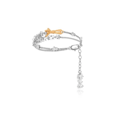 13DE MARZO Bear Zircon Unshaped Bracelet Silver - Image 4