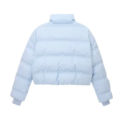 REVAN New-Chinese-Style Cropped Down Jacket Light Blue - Image 6