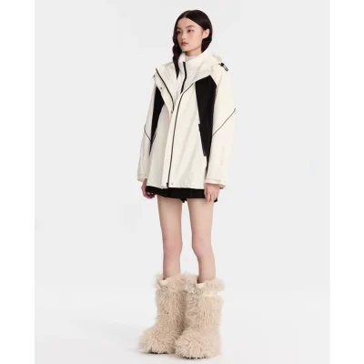 REVAN Classic Black & White Color-Block Down Jacket - Image 4