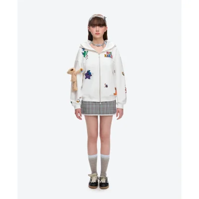 13DE MARZO DIY Colour-Fill Zipped Hoodie White - Image 4