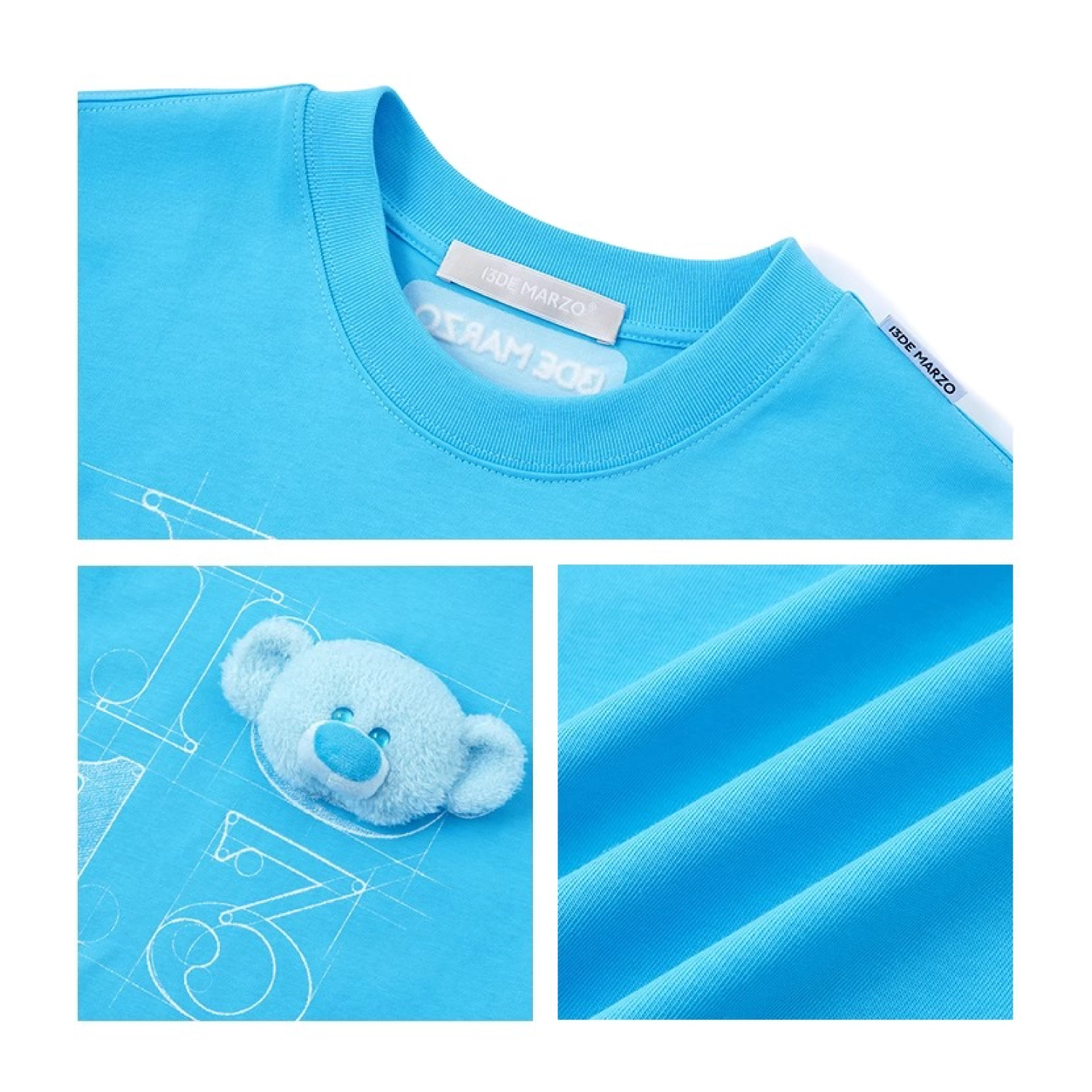 13DE MARZO Doozoo 3-D Bear Cropped Top Blue - Image 6