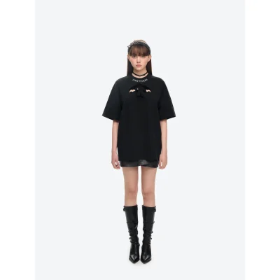 13DE MARZO Angel Devil Hollow Out T-Shirt Black - Image 3