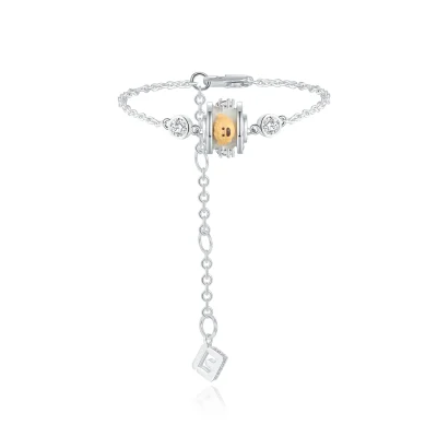 13DE MARZO Zircon Bear Bracelet White