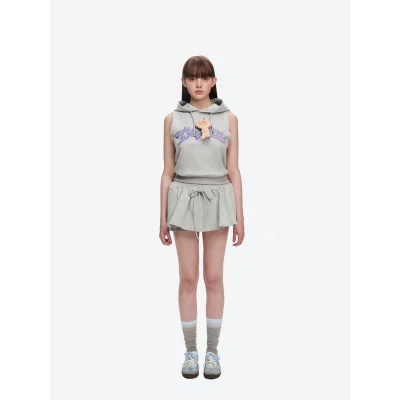 13DE MARZO Doozoo Printed Hooded Vest Grey - Image 3