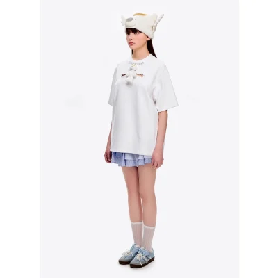 13DE MARZO Angel Devil Hollow Out T-Shirt White - Image 3