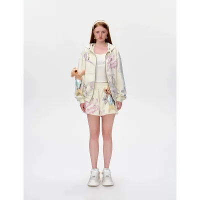 13DE MARZO Under The Sea Zipped Hoodie White