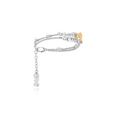 13DE MARZO Bear Zircon Unshaped Bracelet Silver - Image 5