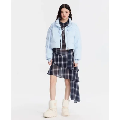 REVAN New-Chinese-Style Cropped Down Jacket Light Blue