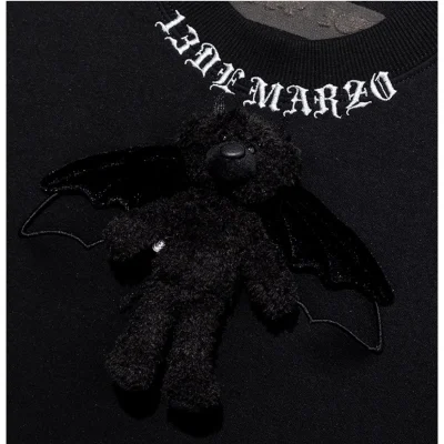 13DE MARZO Angel Devil Hollow Out T-Shirt Black - Image 7