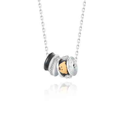 13DE MARZO Zircon Bear Necklace Black
