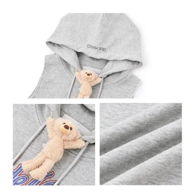 13DE MARZO Doozoo Printed Hooded Vest Grey - Image 8