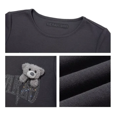 13DE MARZO Rhinestone Cropped Top Dark Grey - Image 7