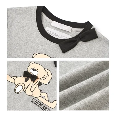 13DE MARZO Doozoo Ribbon Collar Slim Top Grey - Image 8