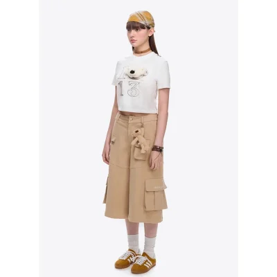 13DE MARZO Doozoo 3-D Bear Cropped Top White - Image 3