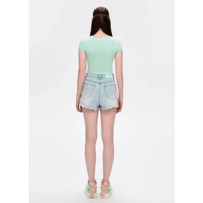 13DE MARZO Rhinestone Cropped Top Green - Image 4