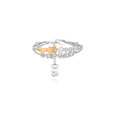 13DE MARZO Bear Zircon Unshaped Bracelet Silver