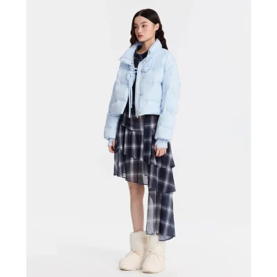 REVAN New-Chinese-Style Cropped Down Jacket Light Blue - Image 4