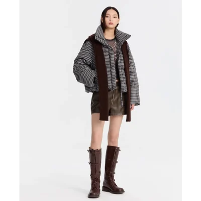 REVAN Casual Retro Plaid Down Jacket Grey - Image 7