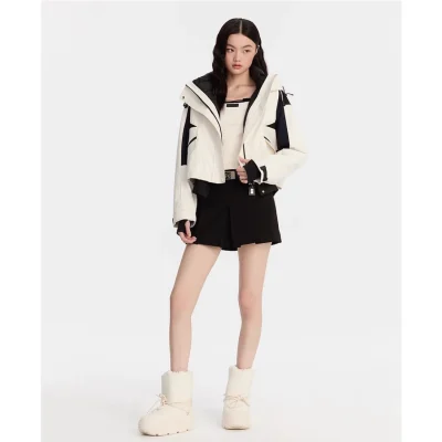 REVAN City Vibe Cropped Parka Down Jacket White - Image 3