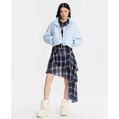 REVAN New-Chinese-Style Cropped Down Jacket Light Blue - Image 3