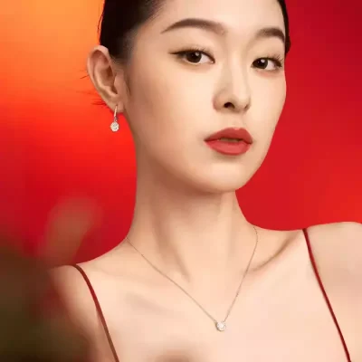 abyb Charming Red Gift Box La Rose Earring & La Rose Necklace Set