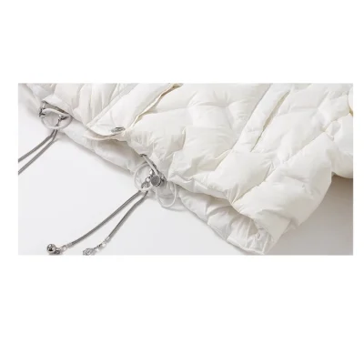 REVAN Cropped Down Jacket with Integrated Scarf White - Image 8