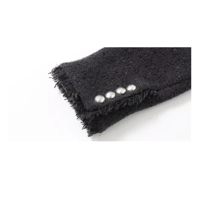 REVAN Matte Sequin Bouclé Tweed Jacket Dark Grey - Image 8