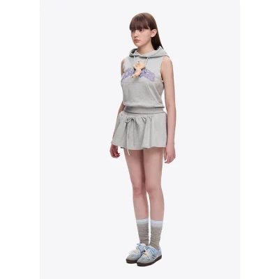 13DE MARZO Doozoo Printed Hooded Vest Grey - Image 4