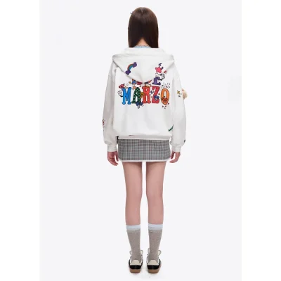13DE MARZO DIY Colour-Fill Zipped Hoodie White - Image 5