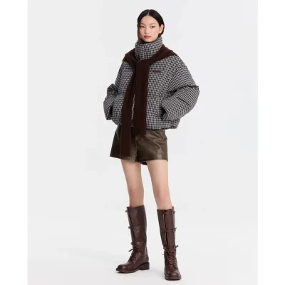 REVAN Casual Retro Plaid Down Jacket Grey