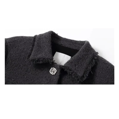 REVAN Matte Sequin Bouclé Tweed Jacket Dark Grey - Image 7