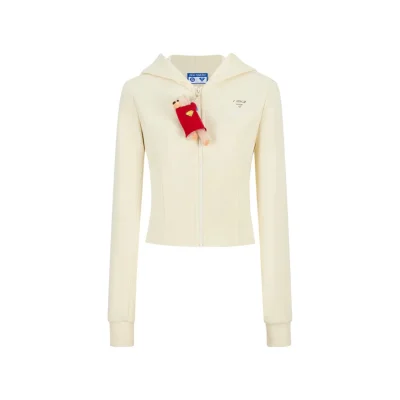 13DE MARZO Superman Bear Slim-Fit Workout Jacket Beige