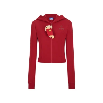 13DE MARZO Superman Bear Slim-Fit Workout Jacket Red