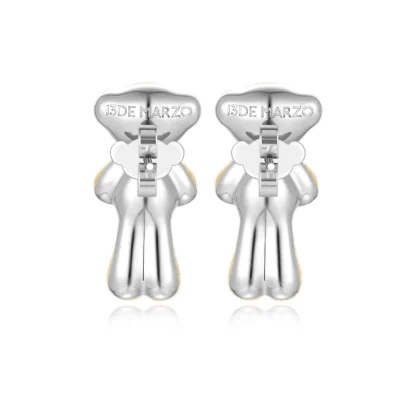 13DE MARZO Mini Bear Hug Heart Ear Stud Silver 18mm Version - Image 8